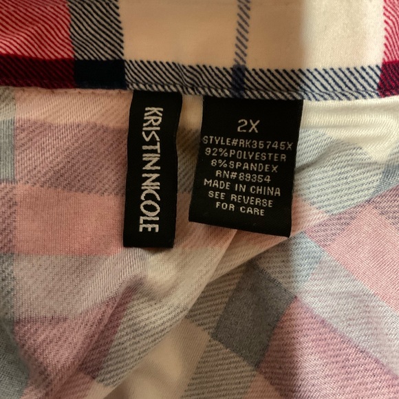 Kristin Nicole Plaid Button-Up Shirt in Pink and Blue - Picture 8 of 8